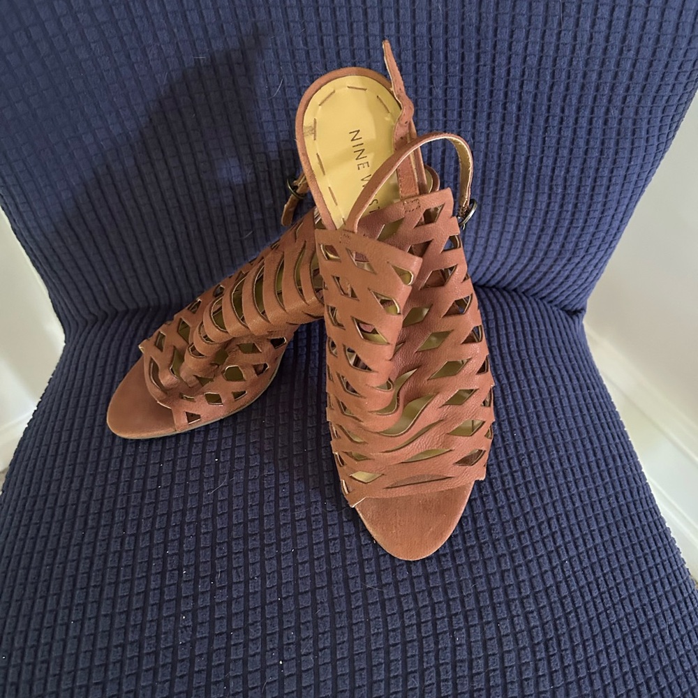 Nine West Brown Heels Intricate Design